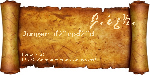 Junger Árpád névjegykártya